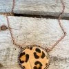 Southern Grace New Arrivals Western Leopard Oval Gold Pendant Necklace