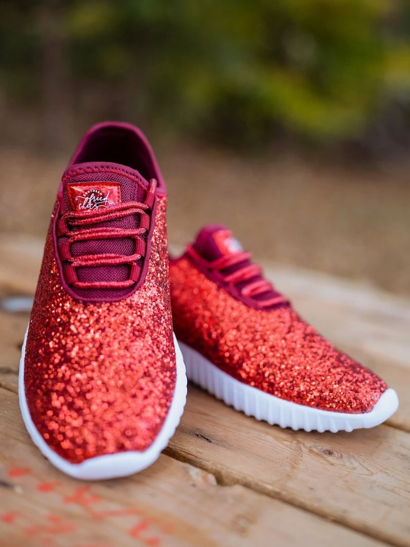 Mango Glitter Bomb Sneakers Adult And Children - Red On White 3 Mango Glitter Bomb Sneakers Adult And Children - Red On White