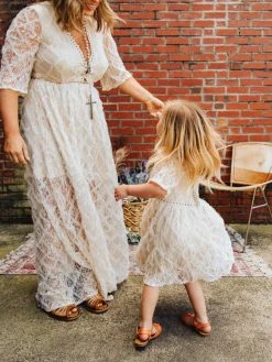 D & J Industries Girls Angel Eyes Dress - Ivory