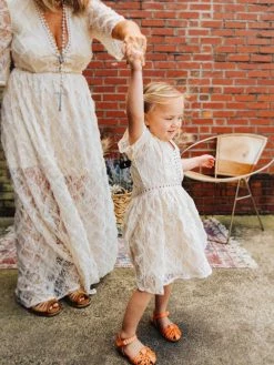 D & J Industries Girls Angel Eyes Dress - Ivory