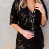 D & J Industries Sequin Secret Top - Black Clothing