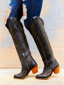 Alig Tannery Pre-Orders PREORDER Black Knight — Knee High Leather Western Boots