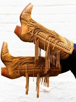 Alig Tannery All Around The Fringe — Wide Calf Western Fringe Boots In Tan Leather 13 Alig Tannery All Around The Fringe — Wide Calf Western Fringe Boots In Tan Leather