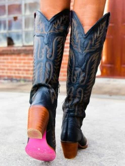 Alig Tannery Pre-Orders PREORDER Black Knight — Knee High Leather Western Boots