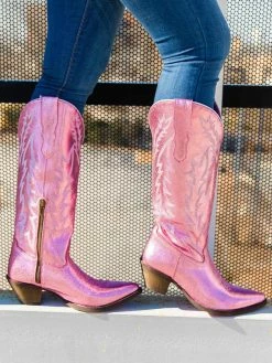Prachi Leather PREORDER Just Call Me Dolly Pink Cowgirl Boots