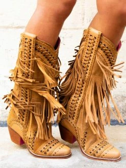 Alig Tannery All Around The Fringe — Wide Calf Western Fringe Boots In Tan Leather 15 Alig Tannery All Around The Fringe — Wide Calf Western Fringe Boots In Tan Leather