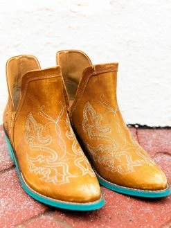 Alig Tannery Liz Embroidered Dream Leather Bootie In Brown Footwear 12 Alig Tannery Liz Embroidered Dream Leather Bootie In Brown Footwear