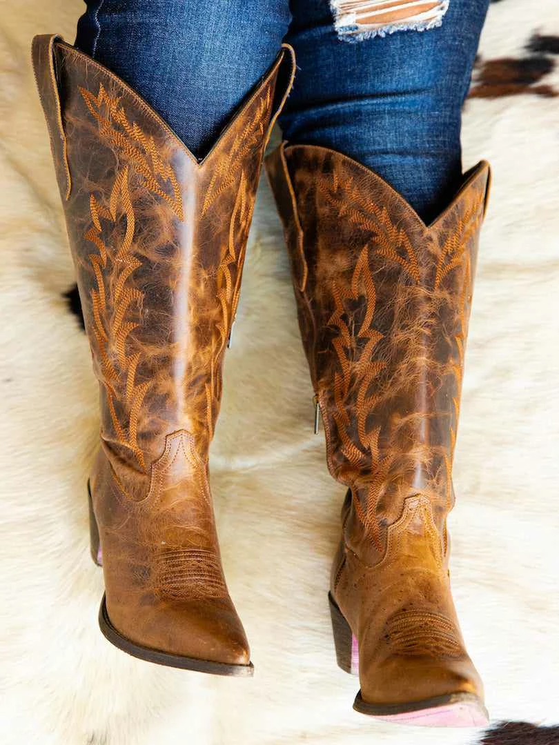 Prachi Leather Stella Mae — Wide Classic Leather Cowgirl Boots In Brown New Arrivals 5 Prachi Leather Stella Mae — Wide Classic Leather Cowgirl Boots In Brown New Arrivals