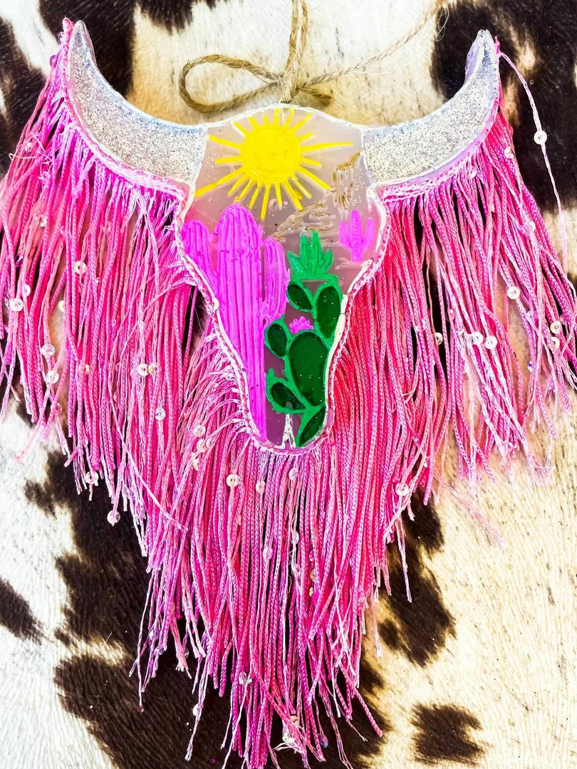 Southern Custom Designs Hand Painted Steer Sunset Fringe Freshie New Arrivals 3 Southern Custom Designs Hand Painted Steer Sunset Fringe Freshie New Arrivals