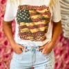 4B Custom Designs LLC American Flag With Leopard And Bling T Shirt New Arrivals