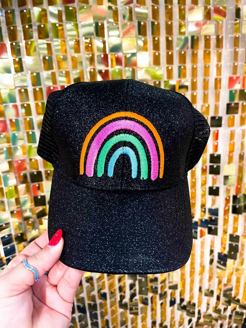 FayCo Accessories Taste The Rainbow Black Glitter Hat 3 FayCo Accessories Taste The Rainbow Black Glitter Hat