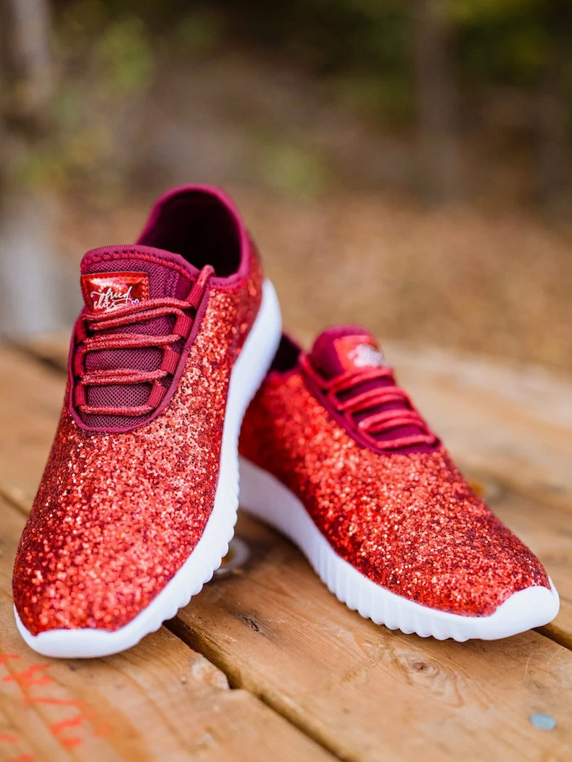 Mango Glitter Bomb Sneakers Adult And Children - Red On White 6 Mango Glitter Bomb Sneakers Adult And Children - Red On White