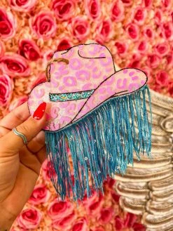 Southern Custom Designs Leopard Cowgirl Hat And Fringe Freshie