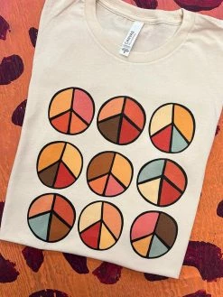 Miss Mud Pie Groovy Peace Sign T-shirt - Natural New Arrivals