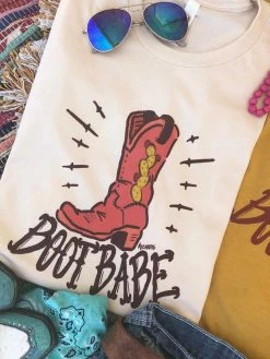 Miss Mud Pie Boot Babe Tee - Cream Tees