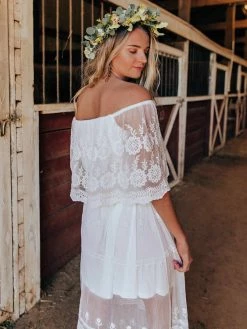 D & J Industries Bridal Off Shoulder White Dress Sale!