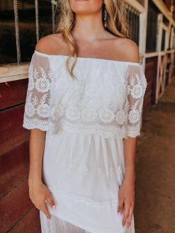 D & J Industries Bridal Off Shoulder White Dress Sale!