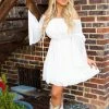 D & J Industries Cheerful Wishes - Boho Off The Shoulder Dress In White Bridal
