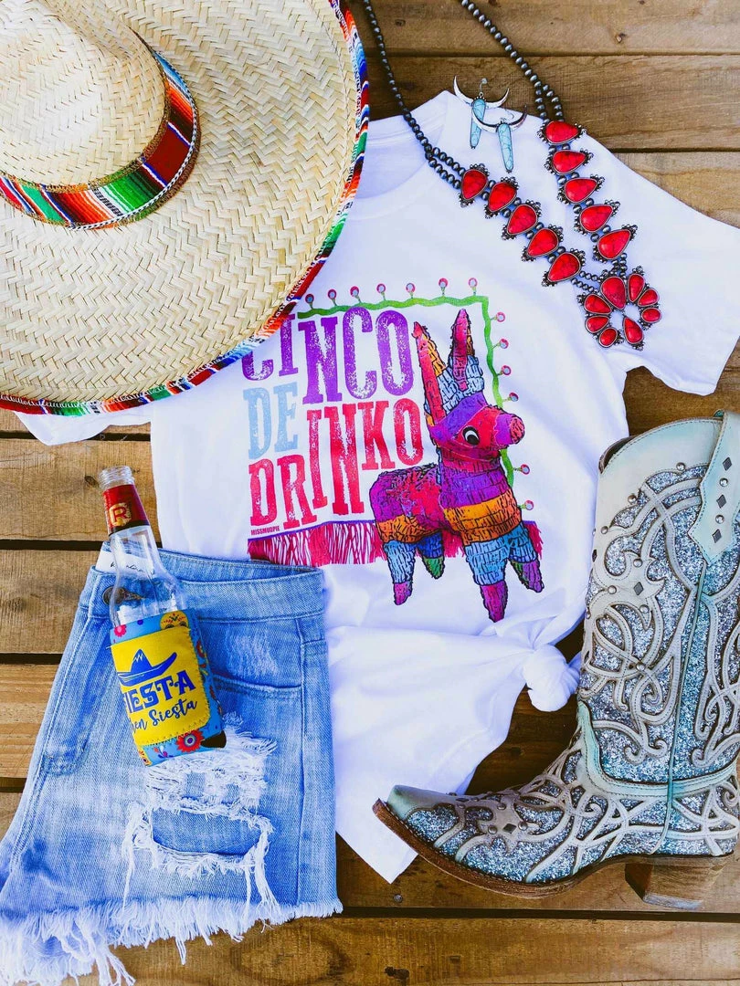 Miss Mud Pie Cinco De Drinko Tee - White Clothing 3 Miss Mud Pie Cinco De Drinko Tee - White Clothing