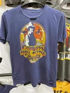 Country Deep Cowboys Make Better Lovers Tee - Vintage Denim Blue