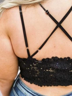 Southern Fried Chics Bralettes Flirty Floral Bralette - Black