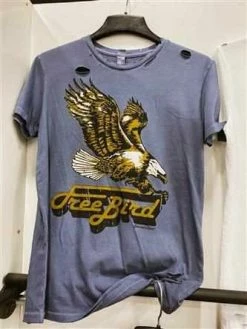 Country Deep Tees Free Bird Distressed Tee - Vintage Blue