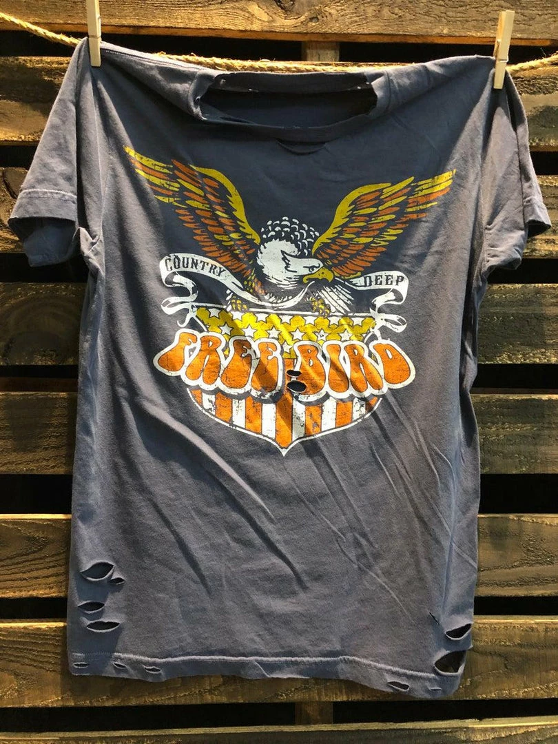 Country Deep Free Bird Shield Distressed Tee Clothing 3 Country Deep Free Bird Shield Distressed Tee Clothing