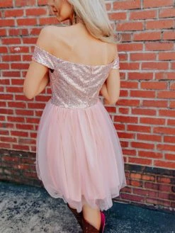 D & J Industries Bridal Friday Night Lights Dress Short - Gold/Peach