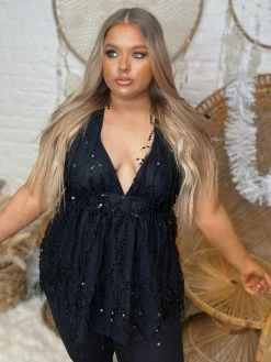 Dongguan Haohoo Clothing CO., Ltd Girls Like You Sequin Top - Black