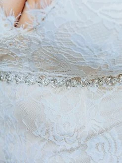 Luxe Apparel Glistening Rhinestone Flower Belt With Black Sash - Silver Sale!