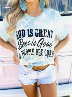 Buckin Barn Tees God Is Great Bleached Tee