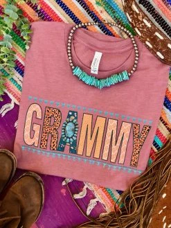 Miss Mud Pie Grammy Tee - Mauve Clothing