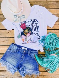 Miss Mud Pie Gypsies Never Get Tied Down Tee - White