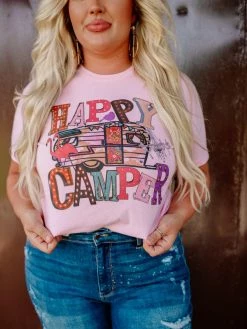 Bling-A-Gogo Clothing Happy Camper Tee - Pink