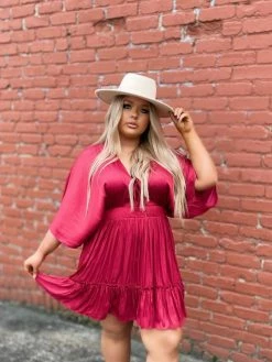 Dongguan Haohoo Clothing CO., Ltd Hard To Forget Dress - Burgundy Sale!