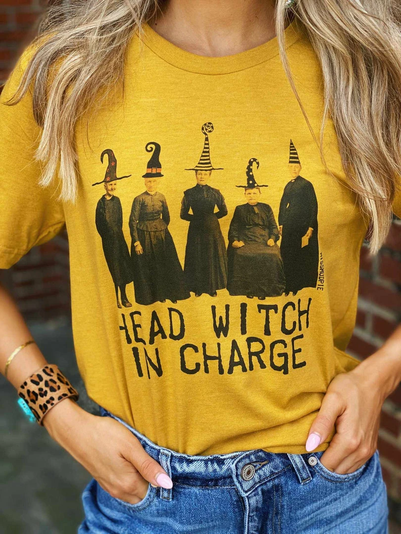 Miss Mud Pie Head Witch In Charge Tee - Mustard 5 Miss Mud Pie Head Witch In Charge Tee - Mustard