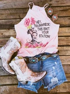 Bling-A-Gogo Hey Trainwreck Tank By Bling-a-Go-Go