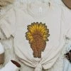 Miss Mud Pie Hippie Highland Cow Tee - Cream