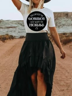 Buckin Barn I Just Want The Horse Tee - Cream Clothing