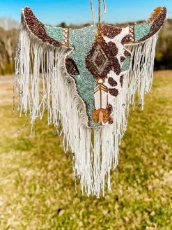 Southern Custom Designs New Arrivals Turquoise And Cow Sassy Steer Fringe Freshie