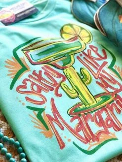 Miss Mud Pie Clothing Salty Like My Margarita Tee - Mint
