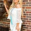 D & J Industries Bridal Locked In Lace Off Shoulder Dress - Ivory With Neutral Lining