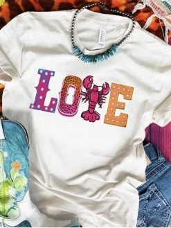 Miss Mud Pie Clothing Love Crawfish Marquee Tee - White