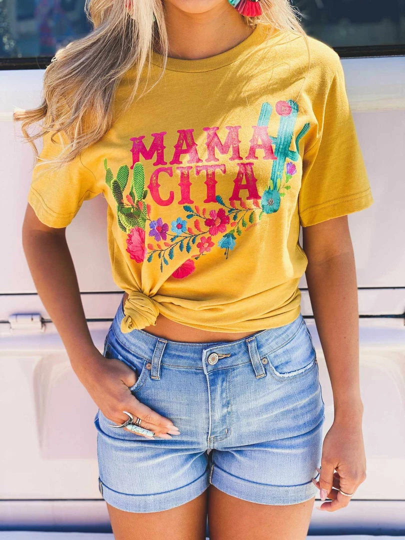 Miss Mud Pie Mamacita With Cactus Tee - Mustard 3 Miss Mud Pie Mamacita With Cactus Tee - Mustard