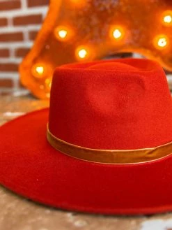 Luxe Apparel Summer Fever Collection Nashville Wide Brim Hat - Rust