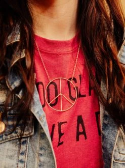 Luxe Apparel Peace Of Mind Peace Sign Necklace - Rose Gold Sale!
