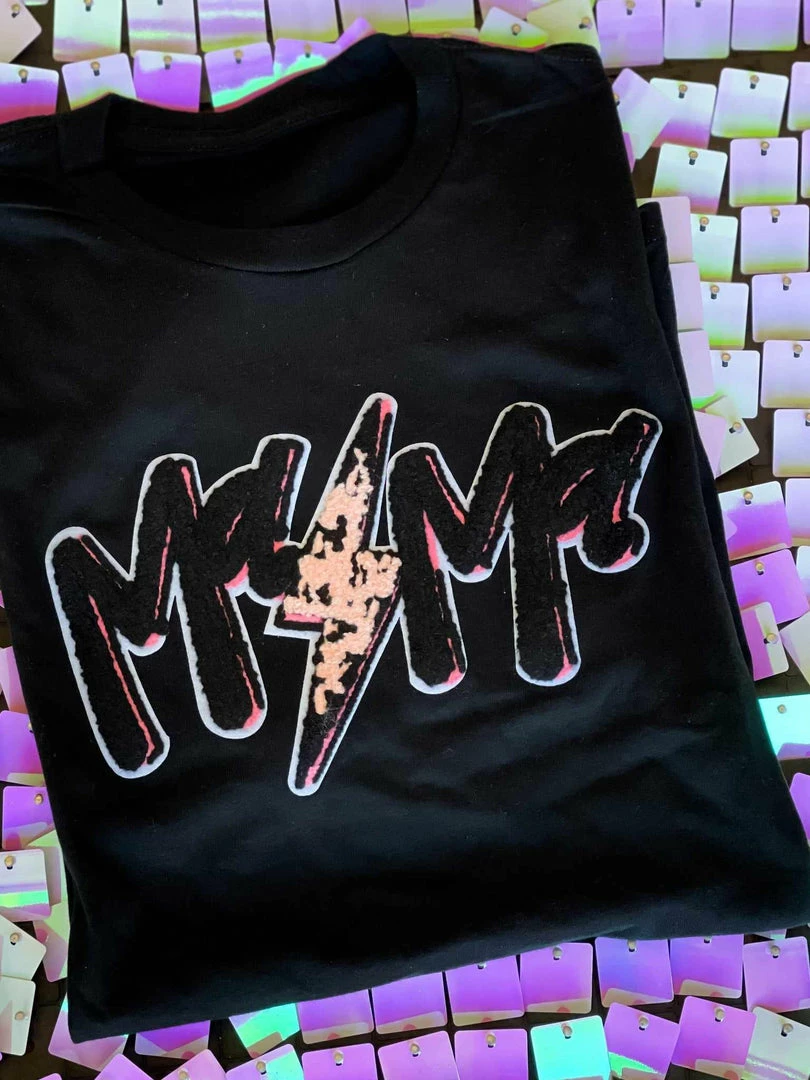 Bling-A-Gogo Mama Lightning Patch T-shirt - Black New Arrivals 3 Bling-A-Gogo Mama Lightning Patch T-shirt - Black New Arrivals