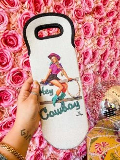 4B Custom Designs LLC New Arrivals Hey Cowboy Wine Bottle Koozie