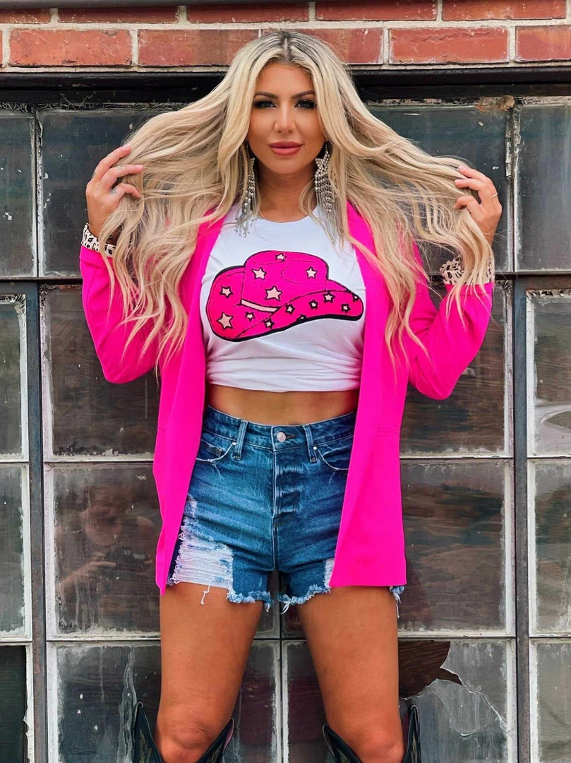 Bling-A-Gogo Summer Fried Swimwear Neon Cowgirl Star Patch T-shirt - White 4 Bling-A-Gogo Summer Fried Swimwear Neon Cowgirl Star Patch T-shirt - White