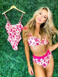 Sylon Fashion Co, Ltd Bikini Bottom High Waisted Hot Pink Cowgirl Boots